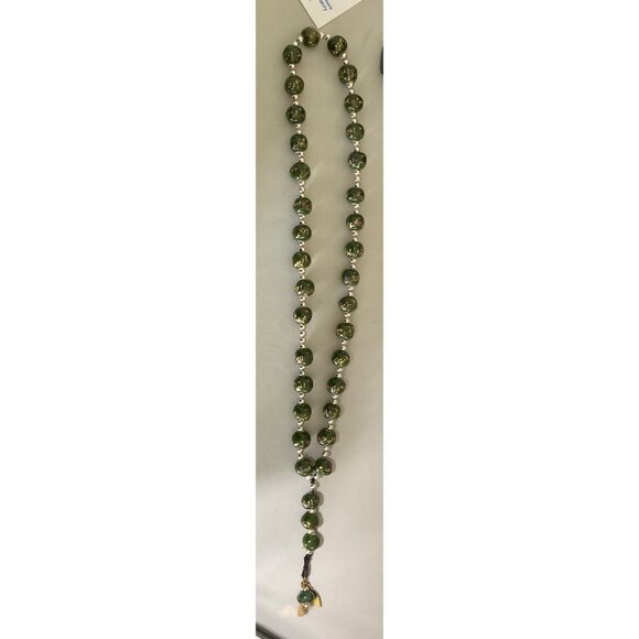 Decorative Tibetan Mala Prayer Beads 38” Necklace with 7-Inch 4-Bead Pendant Gre - Picture 2 of 6